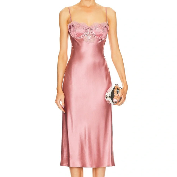 New Fleur du mal Sequin violet Embroidery Slip dress size M, runs small - Picture 1 of 11